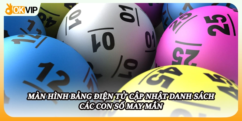 Màn hình bảng điện tử cập nhật danh sách các con số may mắn